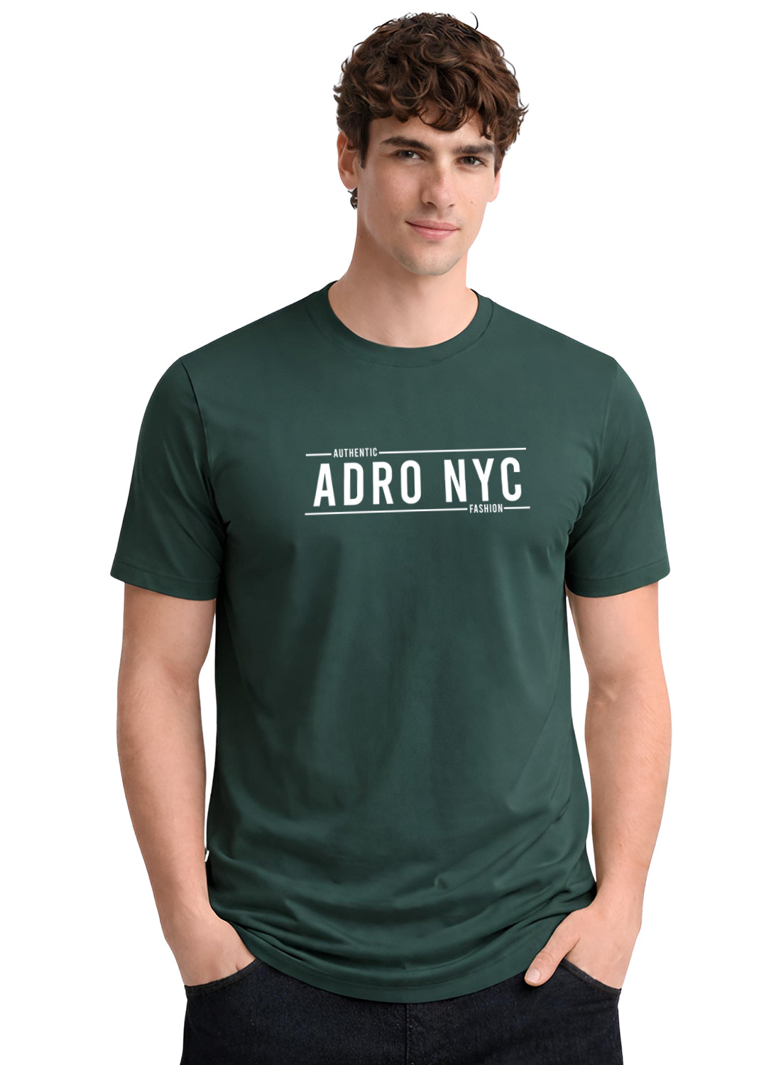 Adro Mens Branded Logo Printed T-Shirt | Typography Print 100% Cotton T shirt | Stylish Tee Summer Regular Fit Graphic Tshirt Green