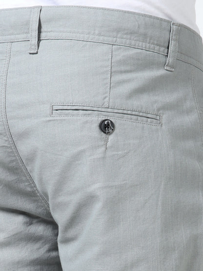 Men's Grey Regular Fit Solid Linen Trousers