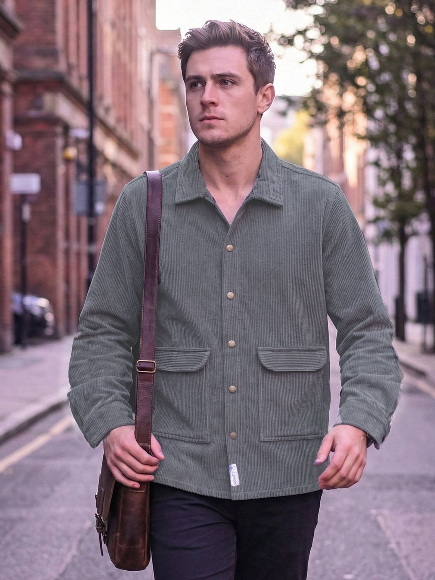 Corduroy Oversized Shacket Light grey