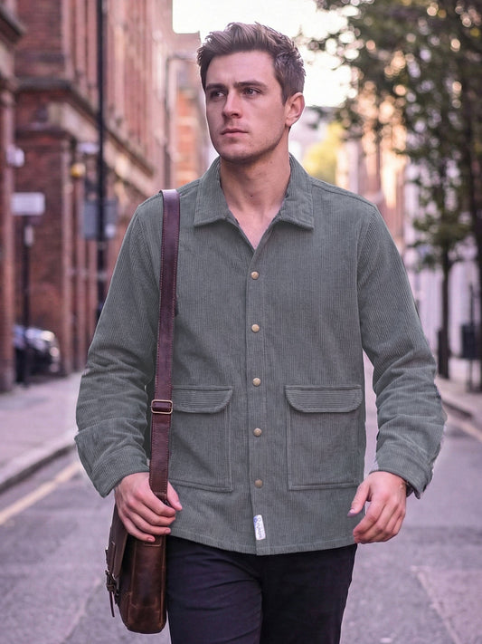 Corduroy Oversized Shacket Light grey