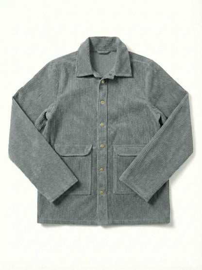 Corduroy Oversized Shacket Light grey
