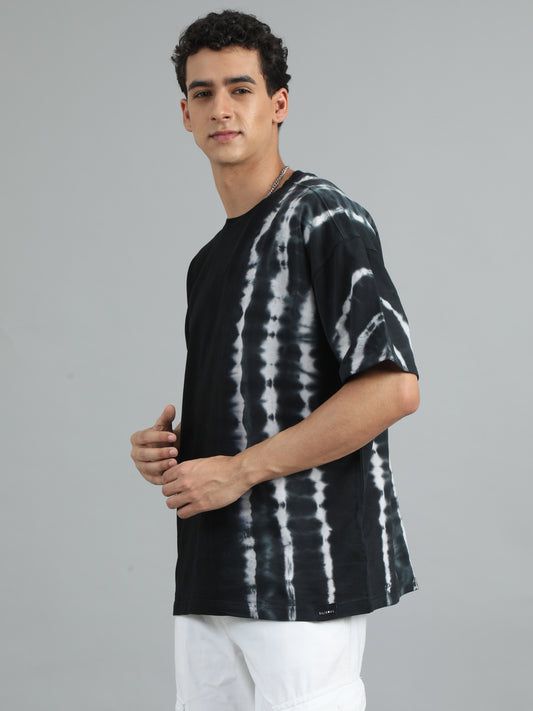 Men's Black Tie and Dye Oversized T-Shirt