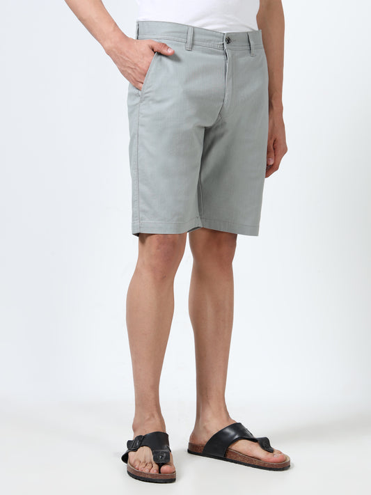 Men's Grey Regular Fit Solid Linen Shorts