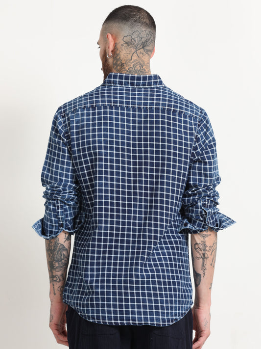 Men's Navy Blue Solid Regular Fit Shirt