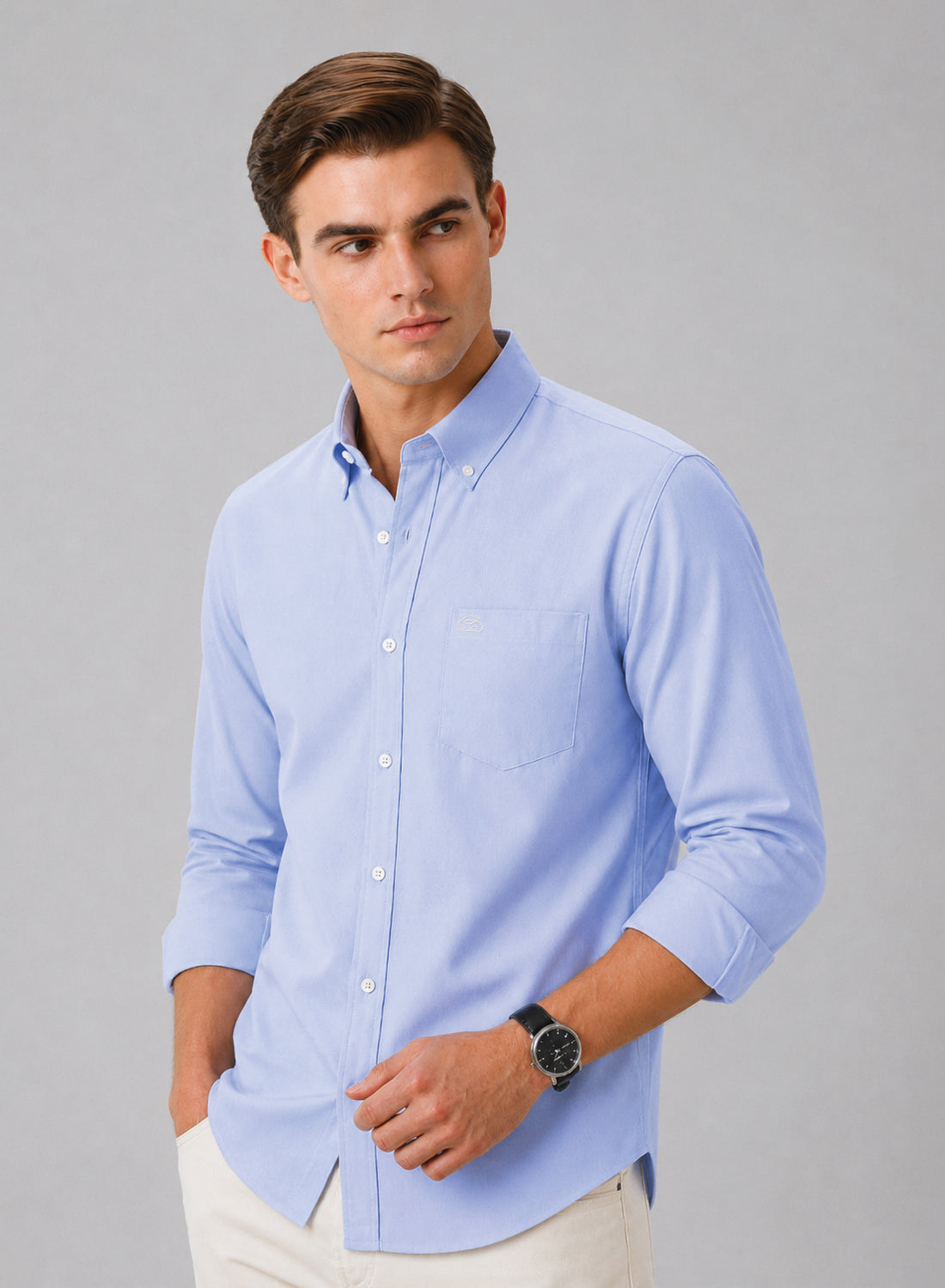 ADRO Premium Oxford Cotton Casual Shirt – Ice-Blue