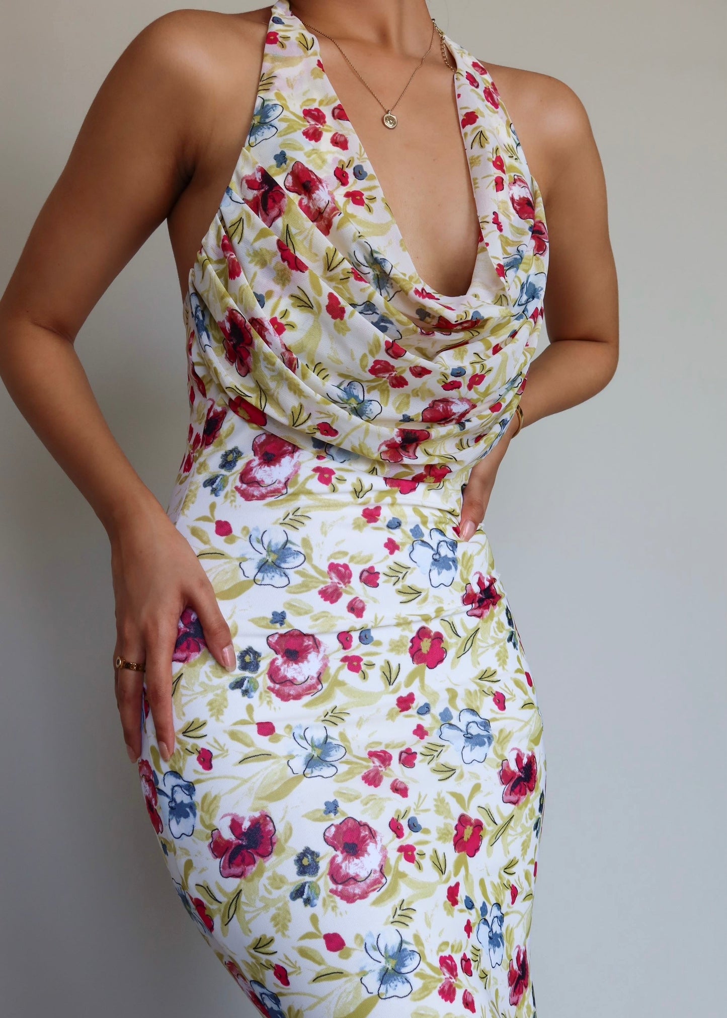 Blossom Cowl Neck Long Dress