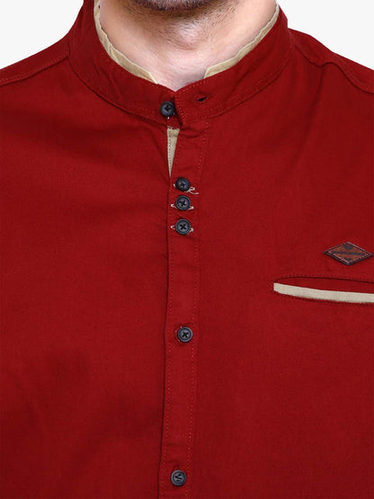 Kuons Avenue Men’s Maroon Linen Cotton Casual Shirt