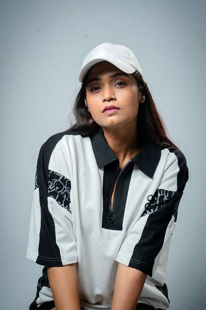 White & Black Oversized Polo
