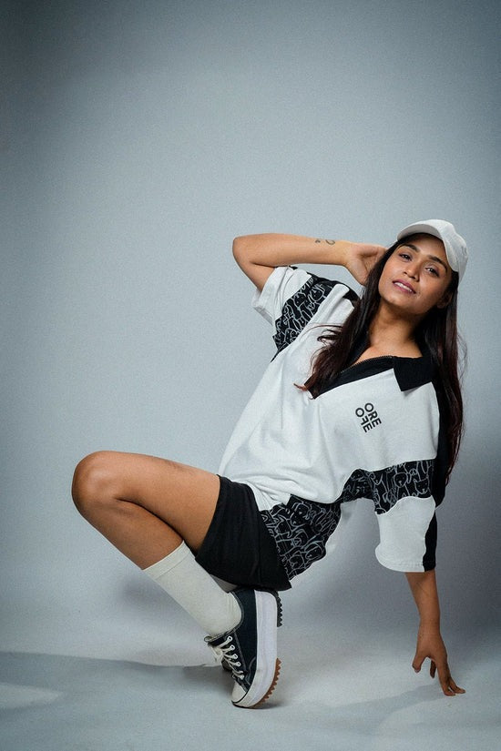 White & Black Oversized Polo