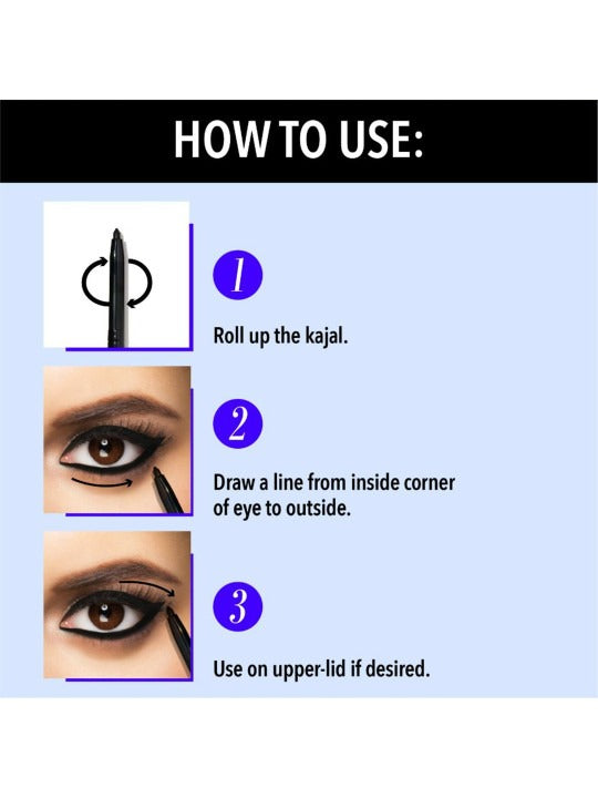 Blue Heaven Up To 24Hr Stay Kajal Pencil, Jet Black, Matte 0.3 GRAM