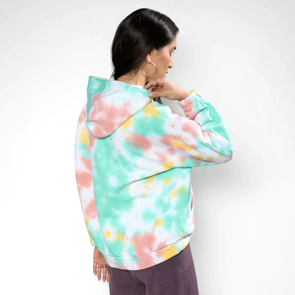 Mint Green & Brown Oversized Tie-Dye Hoodie