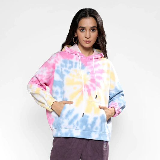Powder Blue & Blush Pink Oversized Tie-Dye Hoodie