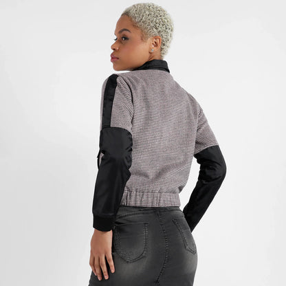 Black & Grey Contrast Houndstooth Jacket