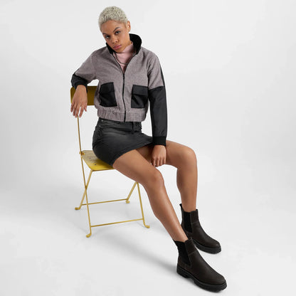 Black & Grey Contrast Houndstooth Jacket