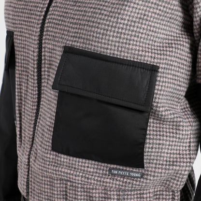 Black & Grey Contrast Houndstooth Jacket