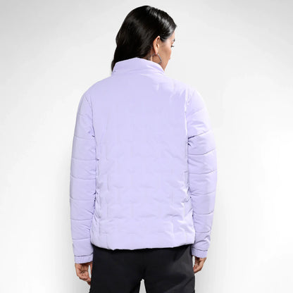 Light Purple Bar Quilted Puffer Jacket