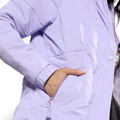 Light Purple Bar Quilted Puffer Jacket