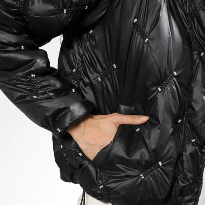 Carbon Black Diamond Quilt Puffler Jacket