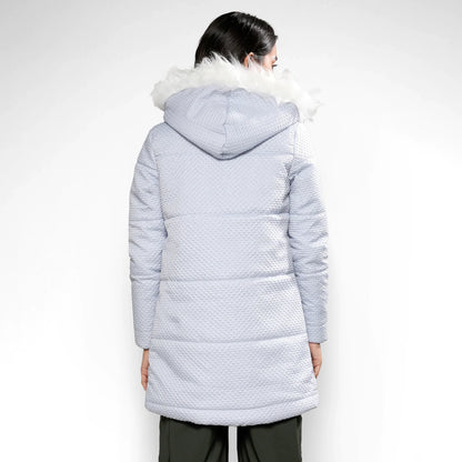 Light Grey Micro Diamond Quilted Puffer Jacket