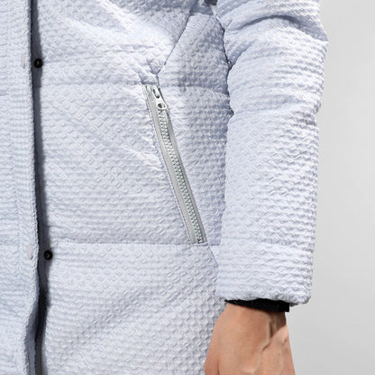 Light Grey Micro Diamond Quilted Puffer Jacket