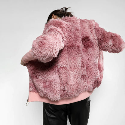 Blush Pink Faded Faux Fur Jacket