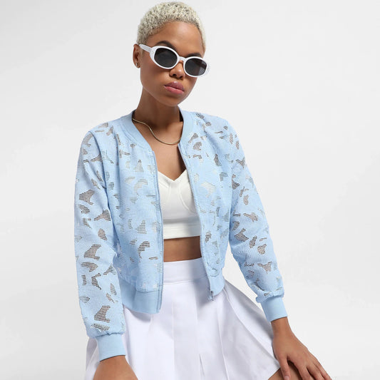 Sky Blue Self-Design Botanical Jacket