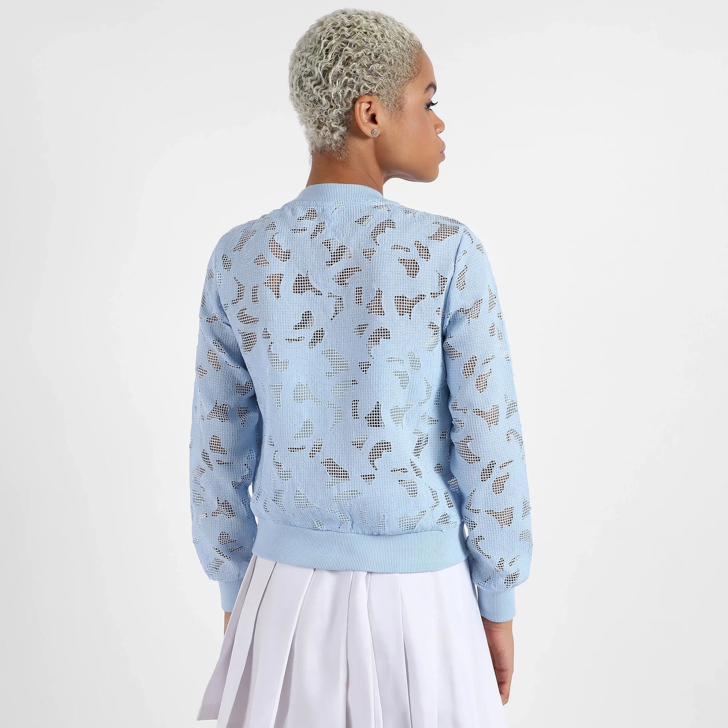 Sky Blue Self-Design Botanical Jacket