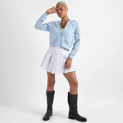 Sky Blue Self-Design Botanical Jacket