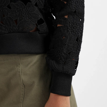 Jet Black Self-Design Botanical Jacket