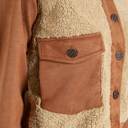 Brown Contrast Sherpa Jacket