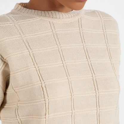 Beige Geometric Knit Sweater