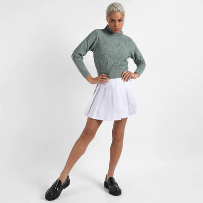 Sage Green Geometric Knit Sweater