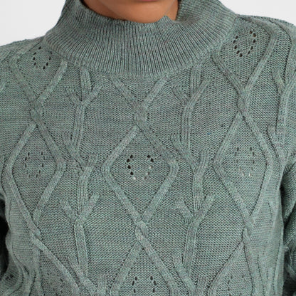 Sage Green Geometric Knit Sweater
