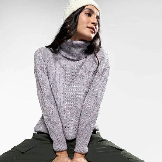Moon Grey Cable Knit Sweater