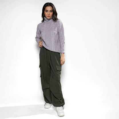 Moon Grey Cable Knit Sweater