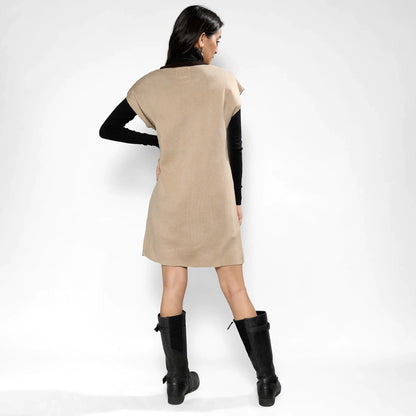 Beige Sweater Shift Dress