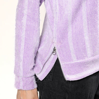 Lilac Textured Self-Design Striped Sweatshirt