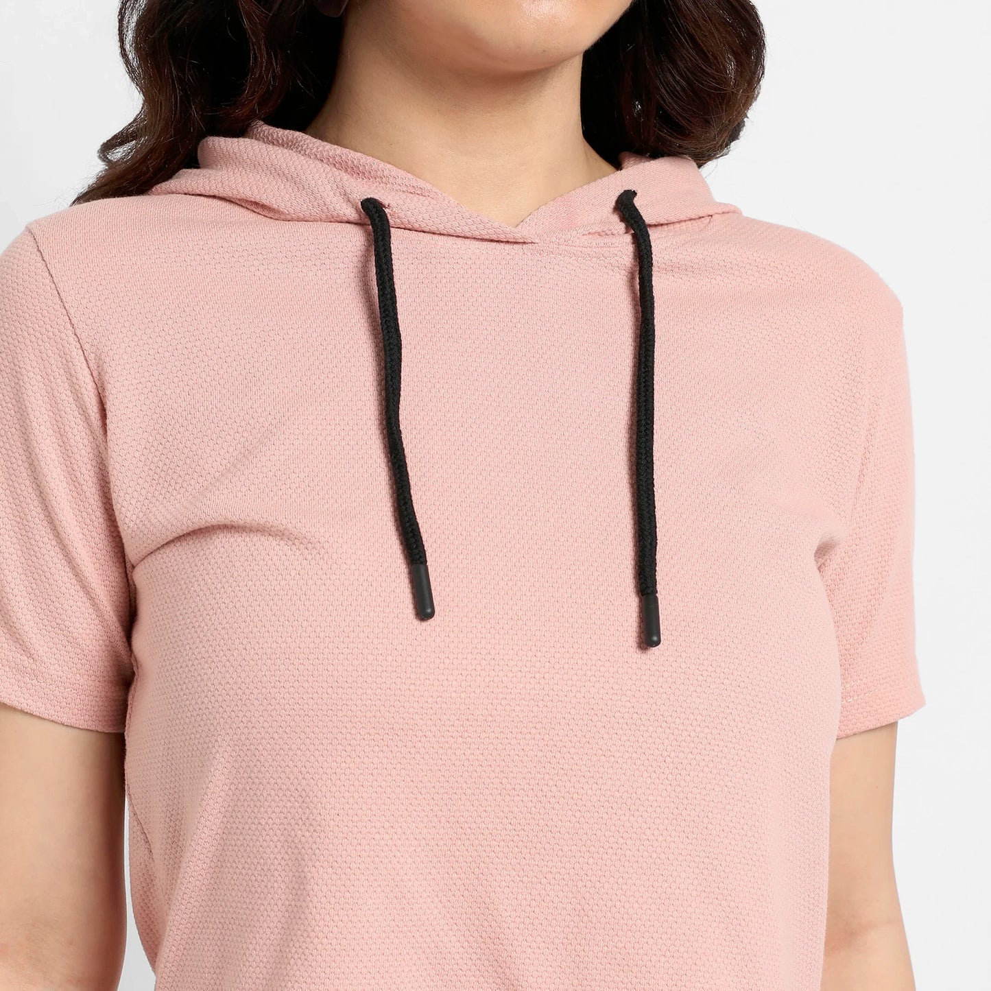 Peach Hooded Co-Ord Set With Contrast Piping