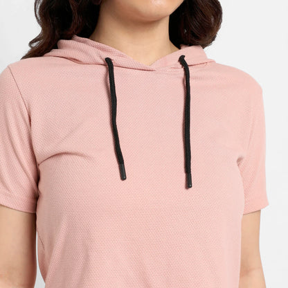 Peach Hooded Co-Ord Set With Contrast Piping