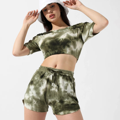 Olive Green Tie-Dye Co-Ord Set