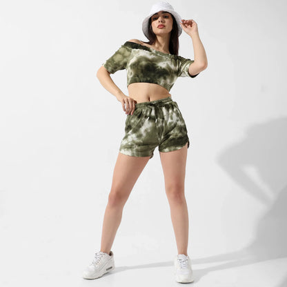 Olive Green Tie-Dye Co-Ord Set