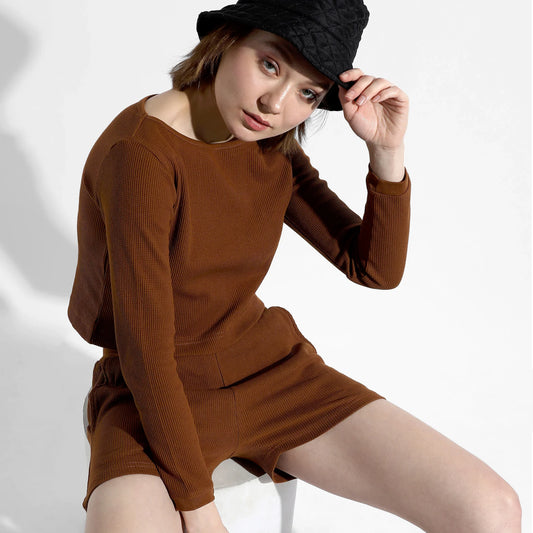 SOLID BROWN CO-ORDS SET