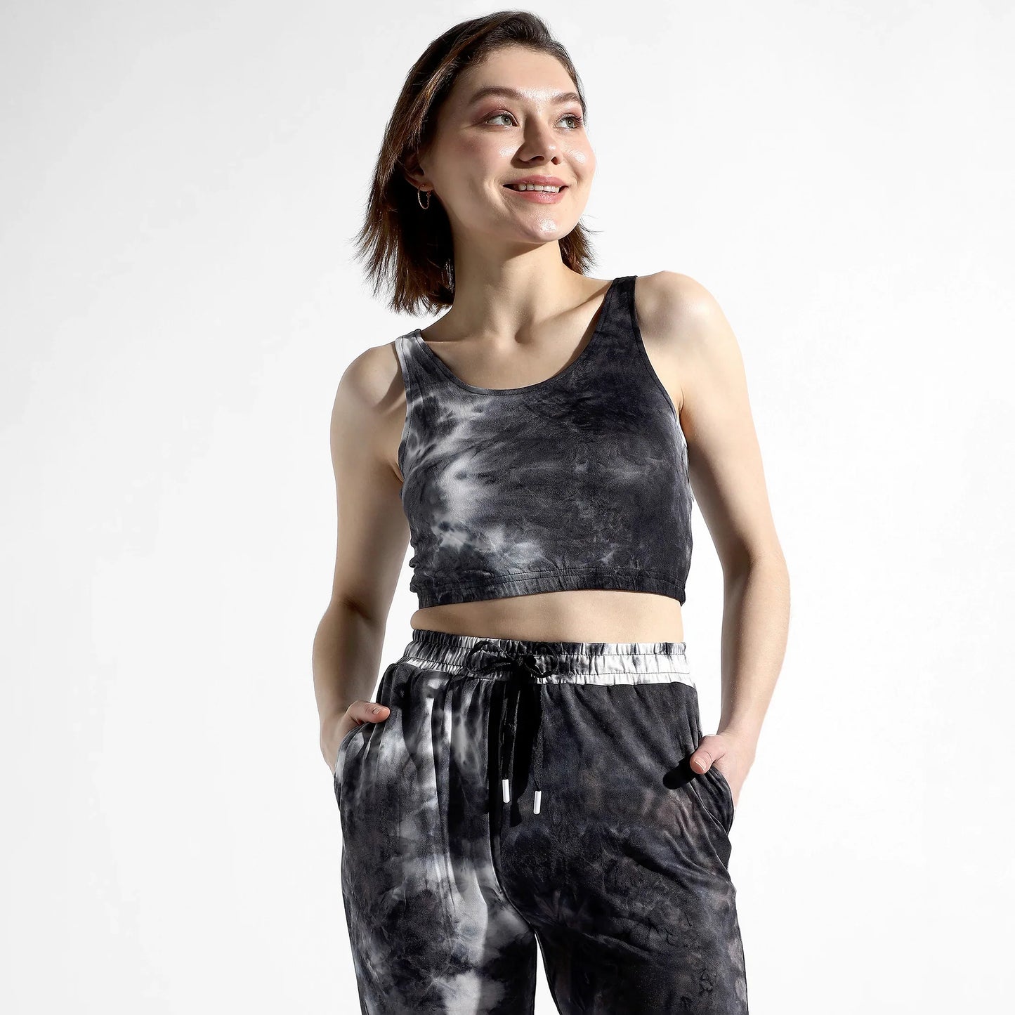 CHARCOAL GREY TIE-DYE CO-ORDS SET