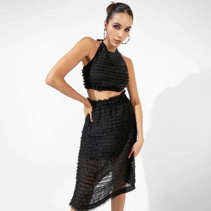 Black Ruffle Co-Ord Set