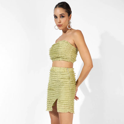 Olive Green Ruffle Co-Ord Set