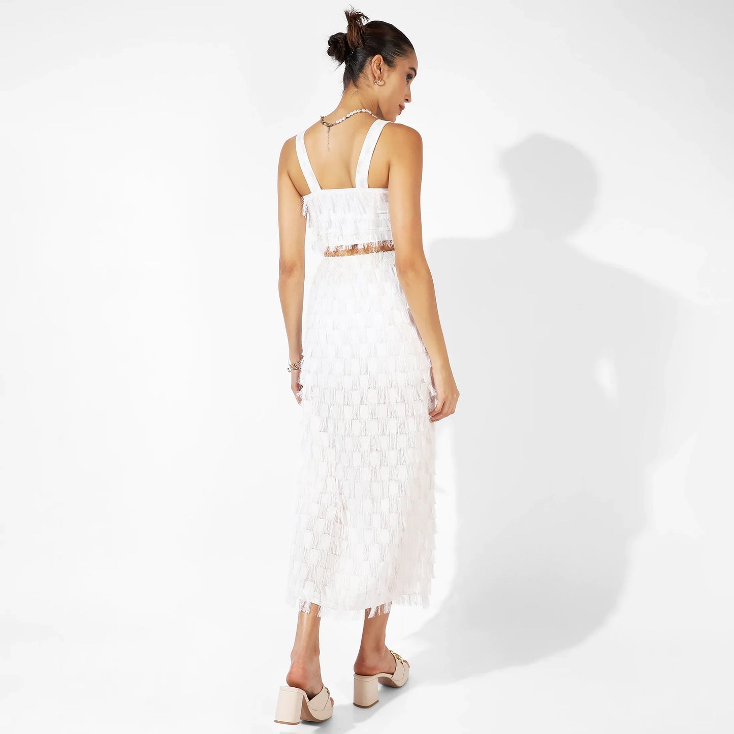 White Co-Ord Set With Fringing