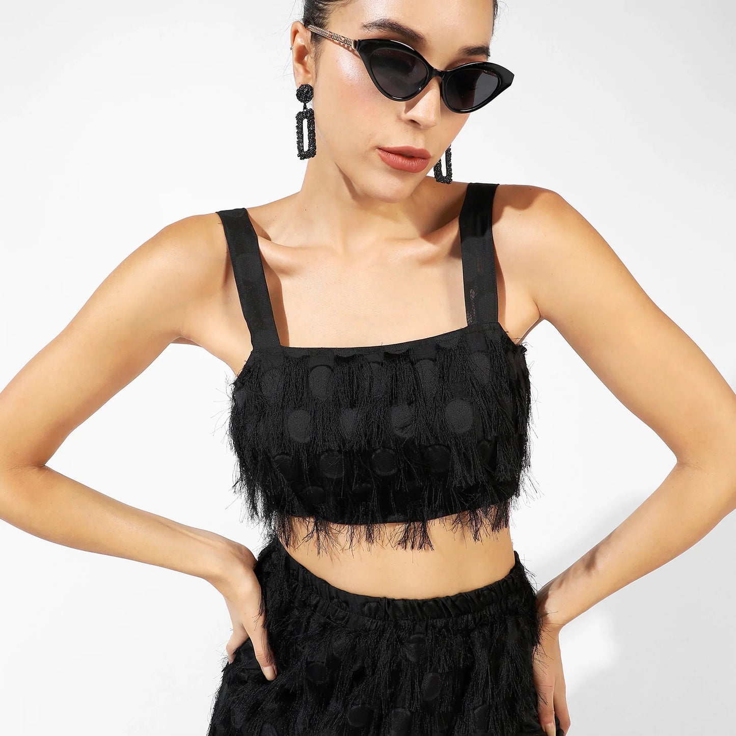 Black Co-Ord Set With Fringing