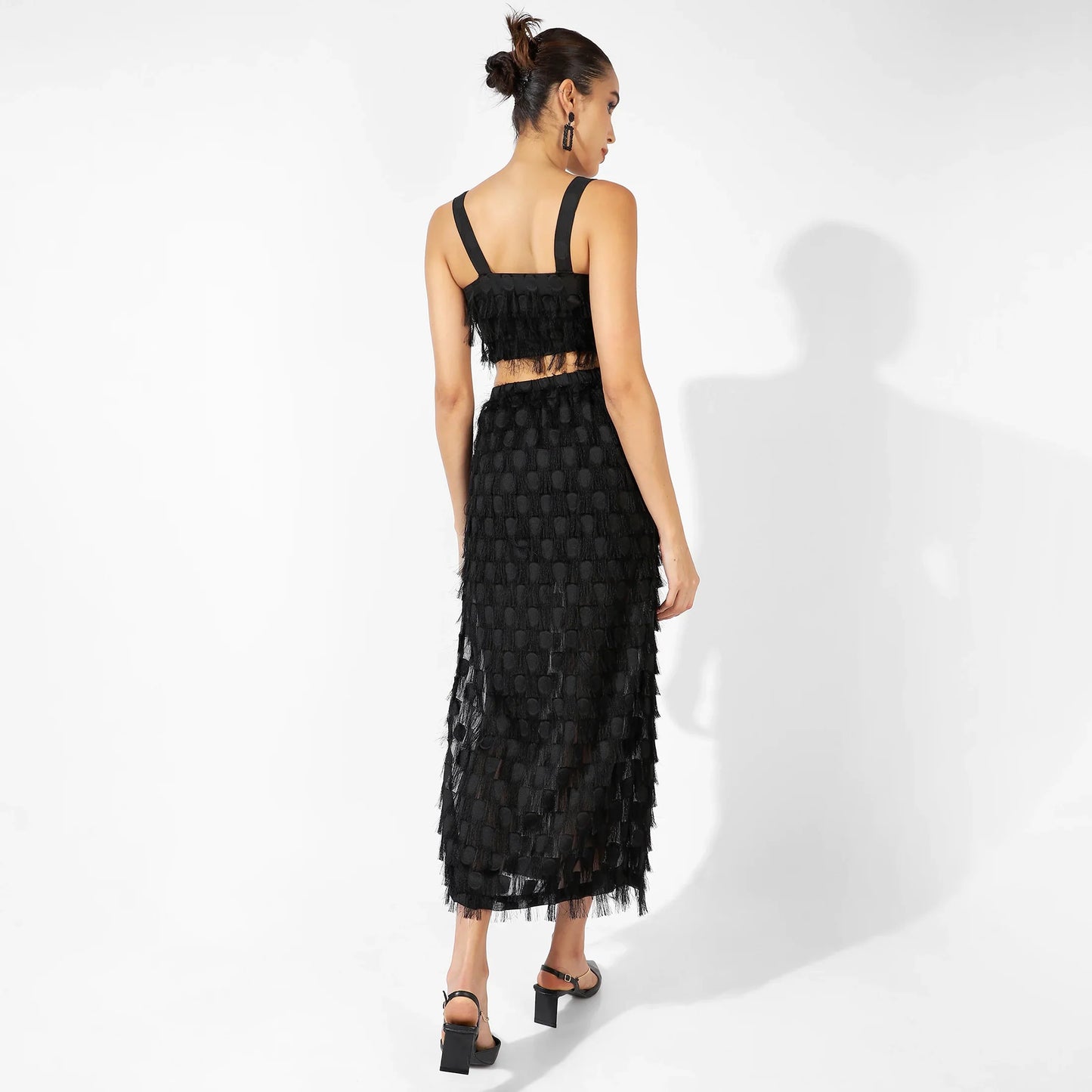 Black Co-Ord Set With Fringing