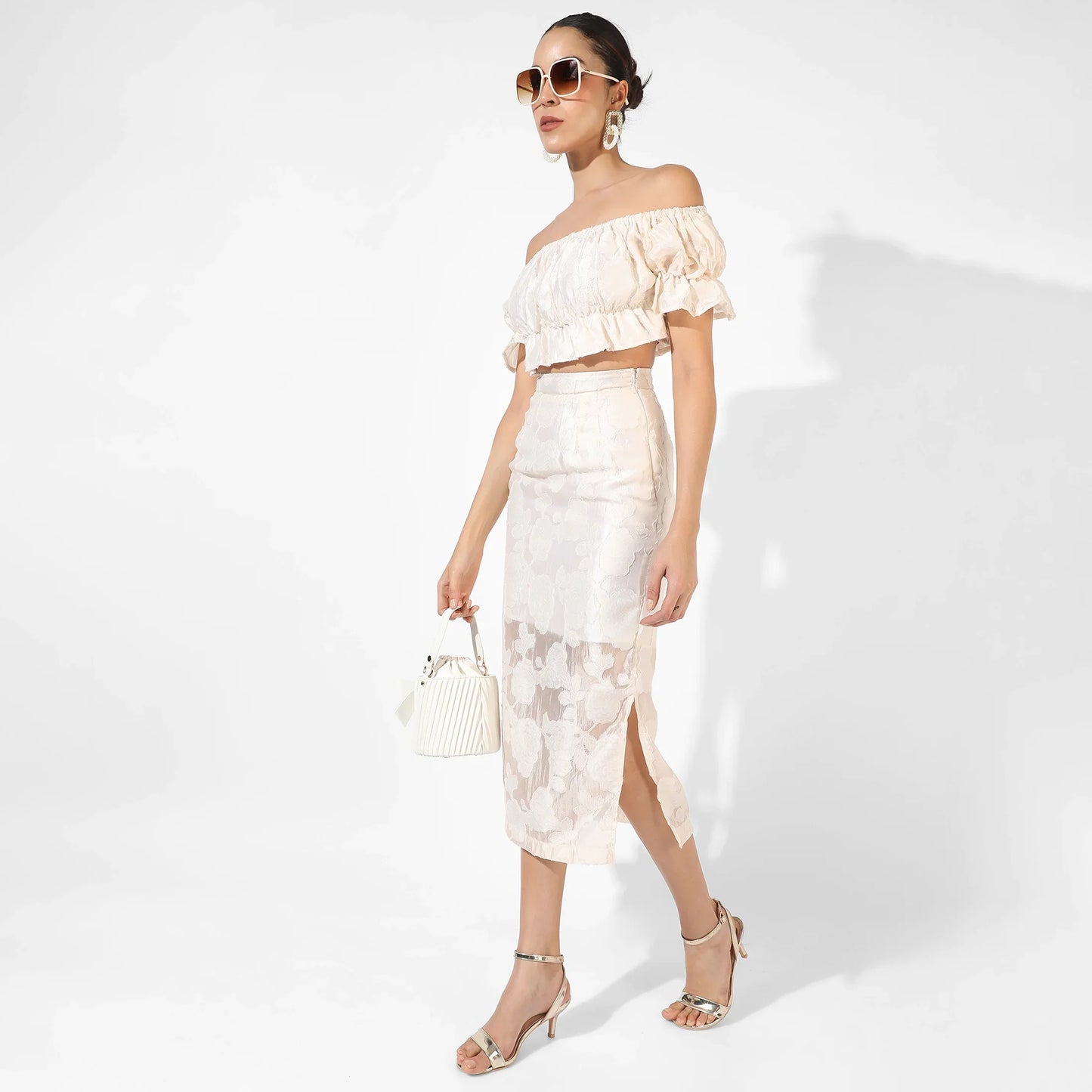 Off-White Embroidered Co-Ord Set