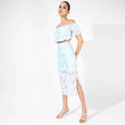 Light Blue Embroidered Co-Ord Set